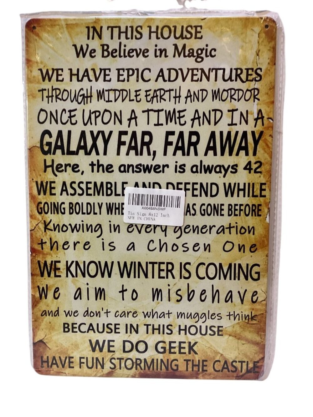 In This House We Believe12X8 Golden Era Retro Distressed Tin Sign Mult Color NEW